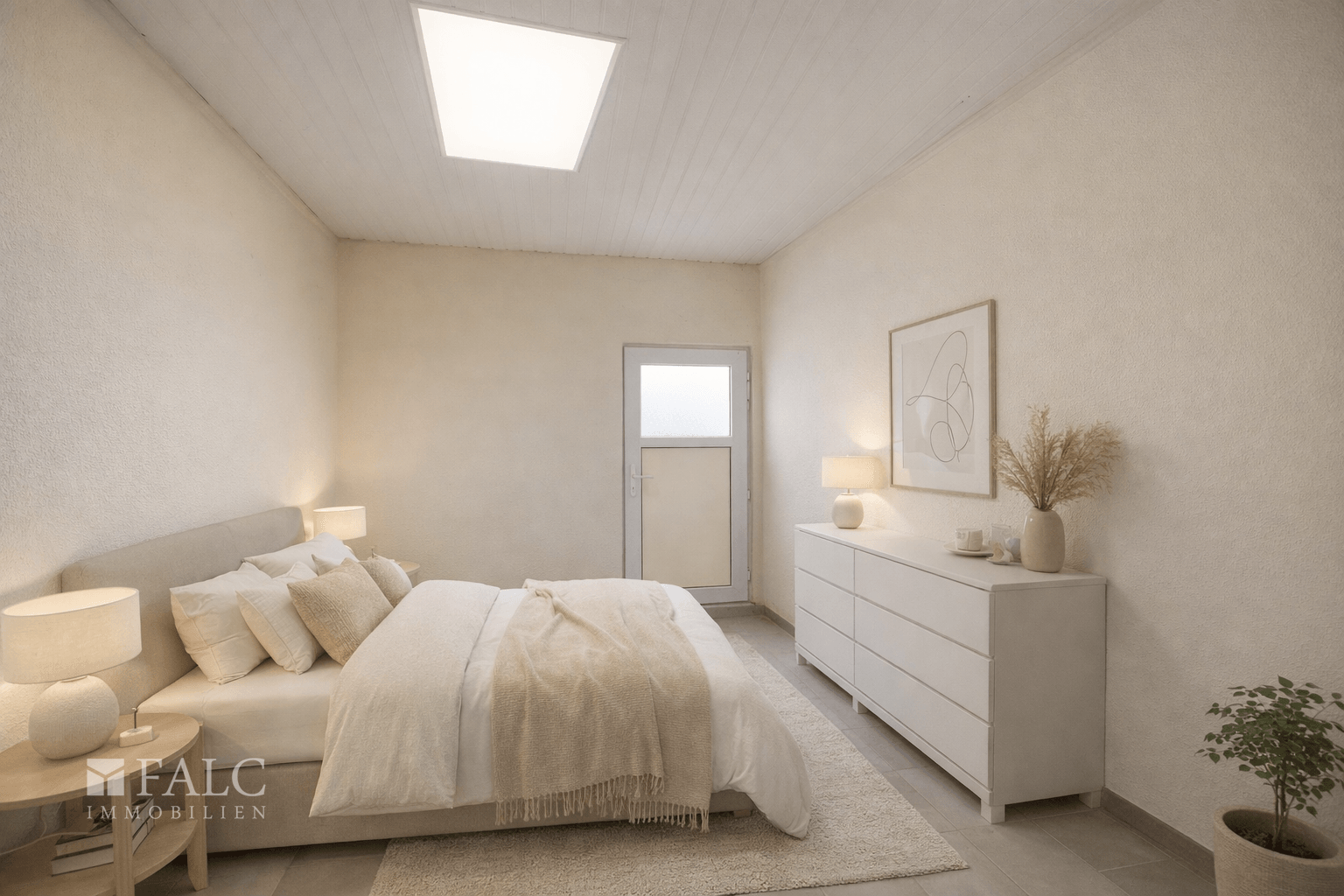 Ladenlokal links als Wohneinheit Schlafzimmer (virtuell eingerichtet)